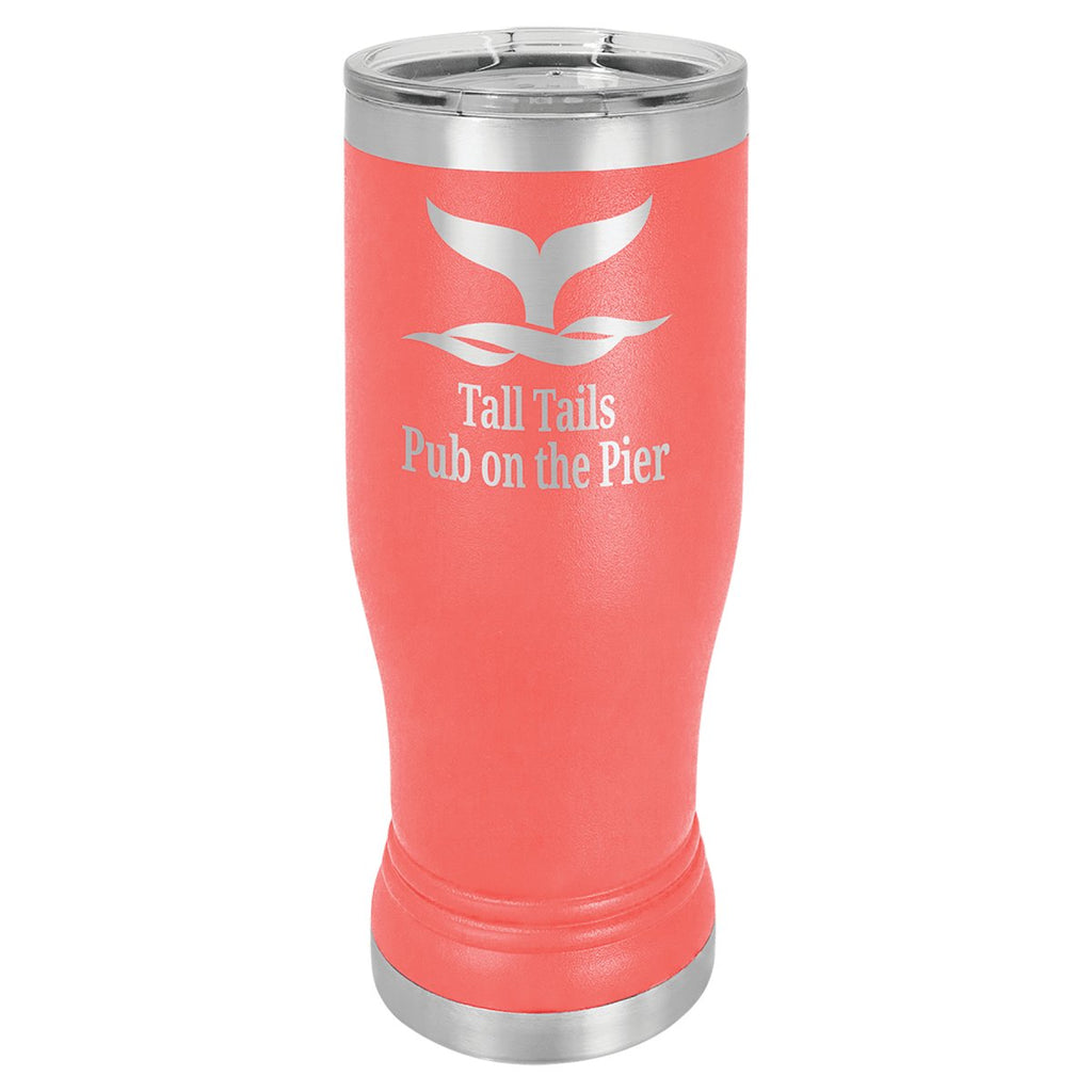 Pilsner Tumbler w/Clear Lid 14oz -Polar Camel Coral at Artisan Branding Company