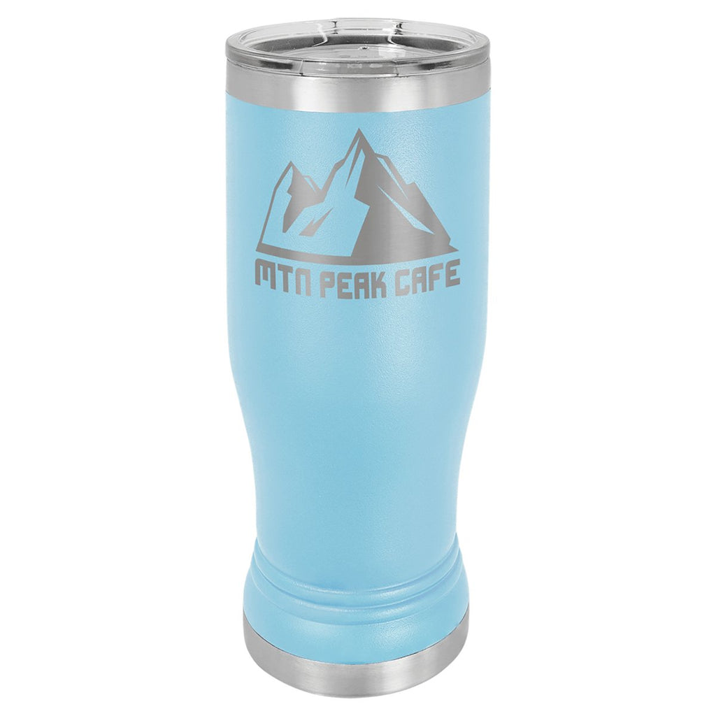 Pilsner Tumbler w/Clear Lid 14oz -Polar Camel Light Blue at Artisan Branding Company