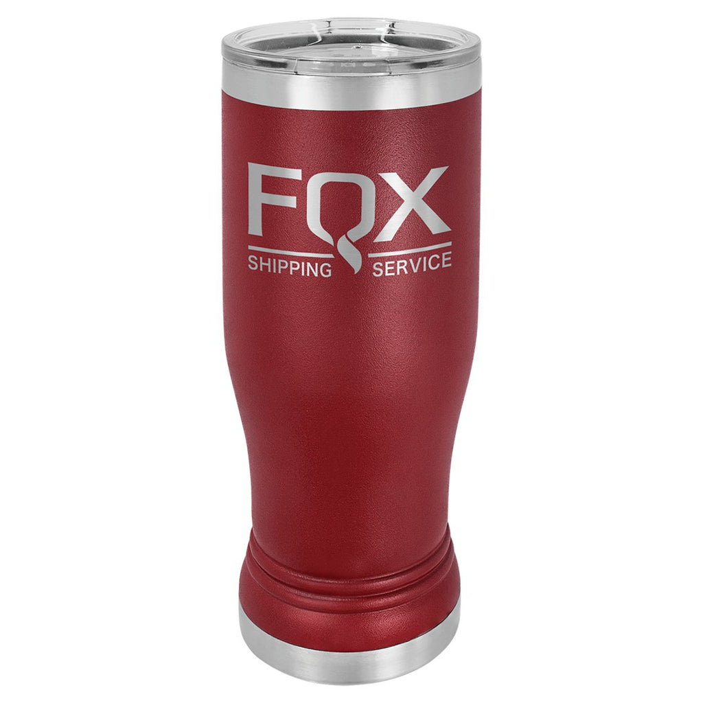 Pilsner Tumbler w/Clear Lid 14oz -Polar Camel Maroon at Artisan Branding Company