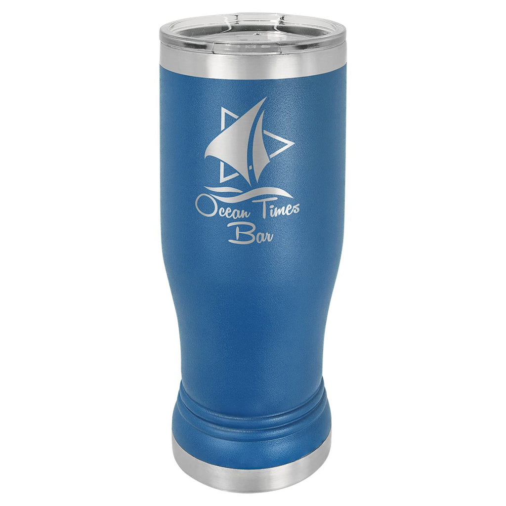 Pilsner Tumbler w/Clear Lid 14oz -Polar Camel Royal Blue at Artisan Branding Company