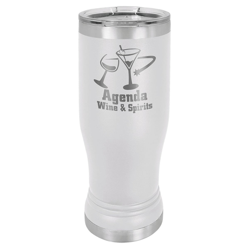 Pilsner Tumbler w/Clear Lid 14oz -Polar Camel White at Artisan Branding Company