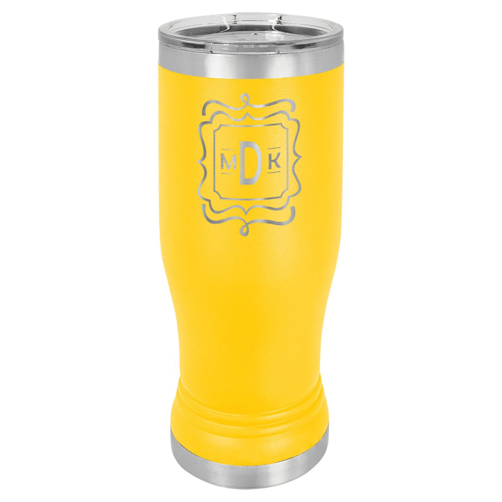 Pilsner Tumbler w/Clear Lid 14oz -Polar Camel Yellow at Artisan Branding Company