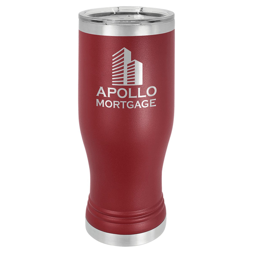 Pilsner Tumbler w/Clear Lid 20oz -Polar Camel Maroon at Artisan Branding Company