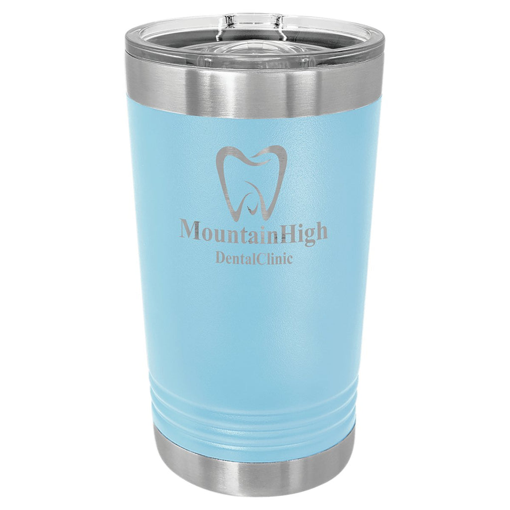 Pint Tumbler w/Slider Lid 16oz -Polar Camel Light Blue at Artisan Branding Company