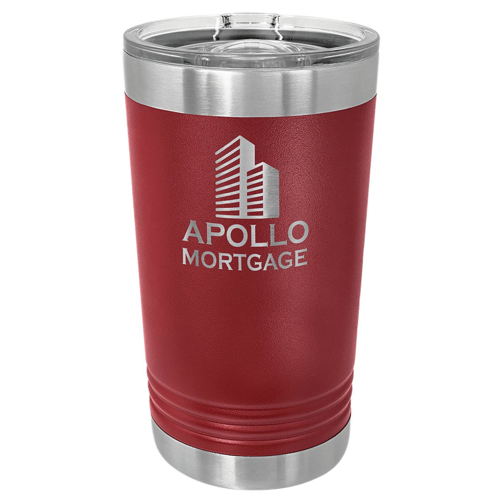 Pint Tumbler w/Slider Lid 16oz -Polar Camel Maroon at Artisan Branding Company