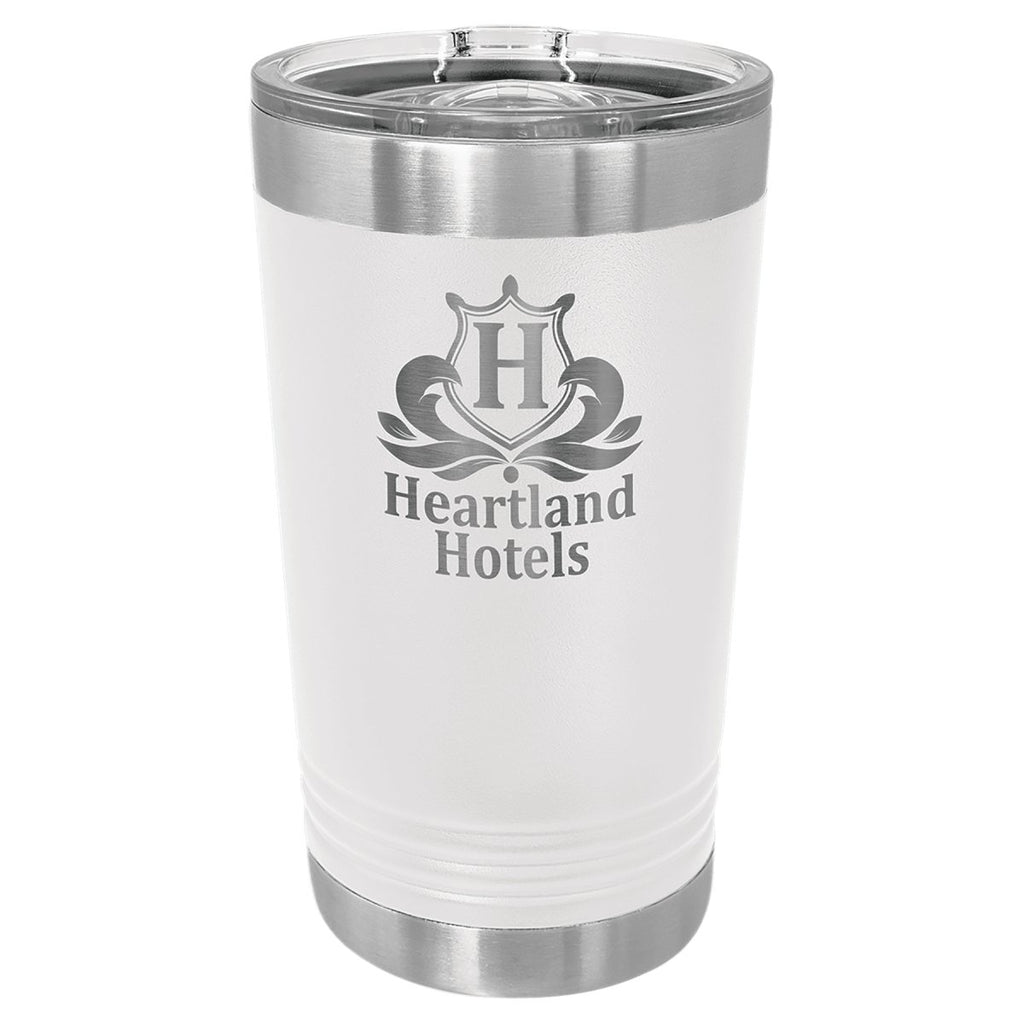 Pint Tumbler w/Slider Lid 16oz -Polar Camel White at Artisan Branding Company