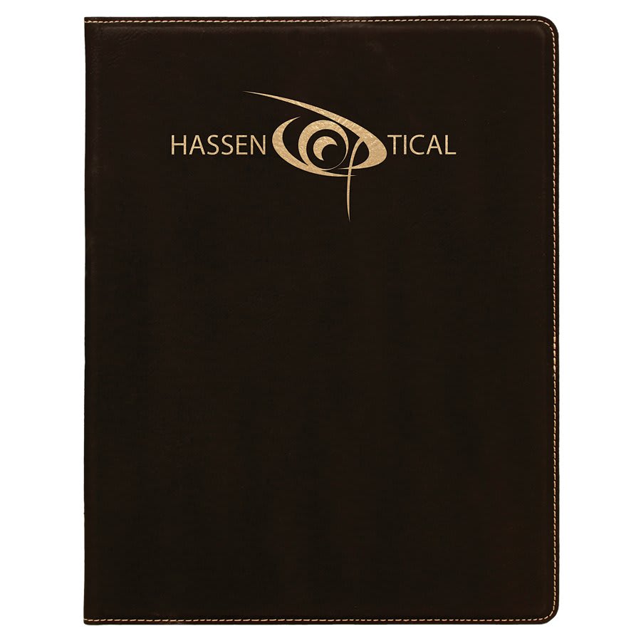 Portfolio Leatherette w/Notepad 7" x 9" Black w/Gold Engraving at Artisan Branding Company