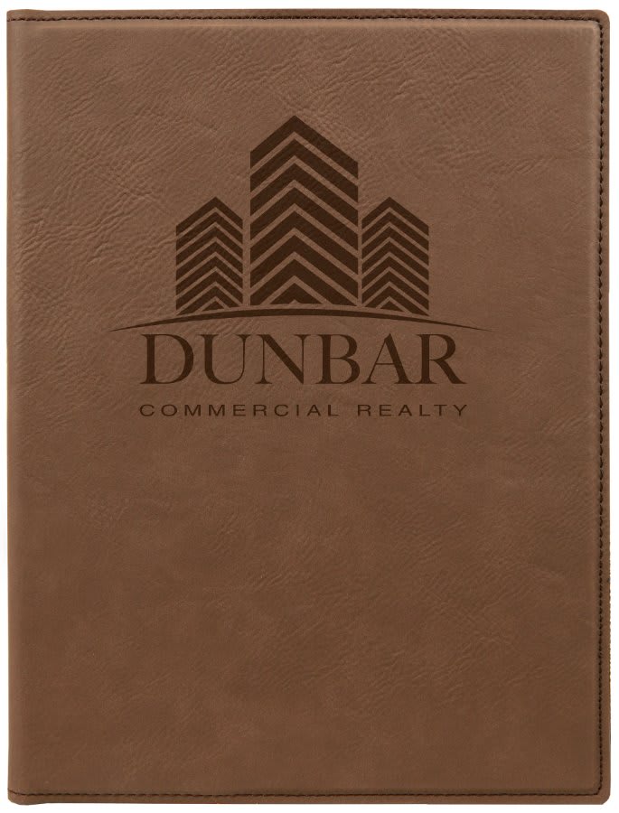 Portfolio Leatherette w/Notepad 7" x 9" Dark Brown w/Black Engraving at Artisan Branding Company