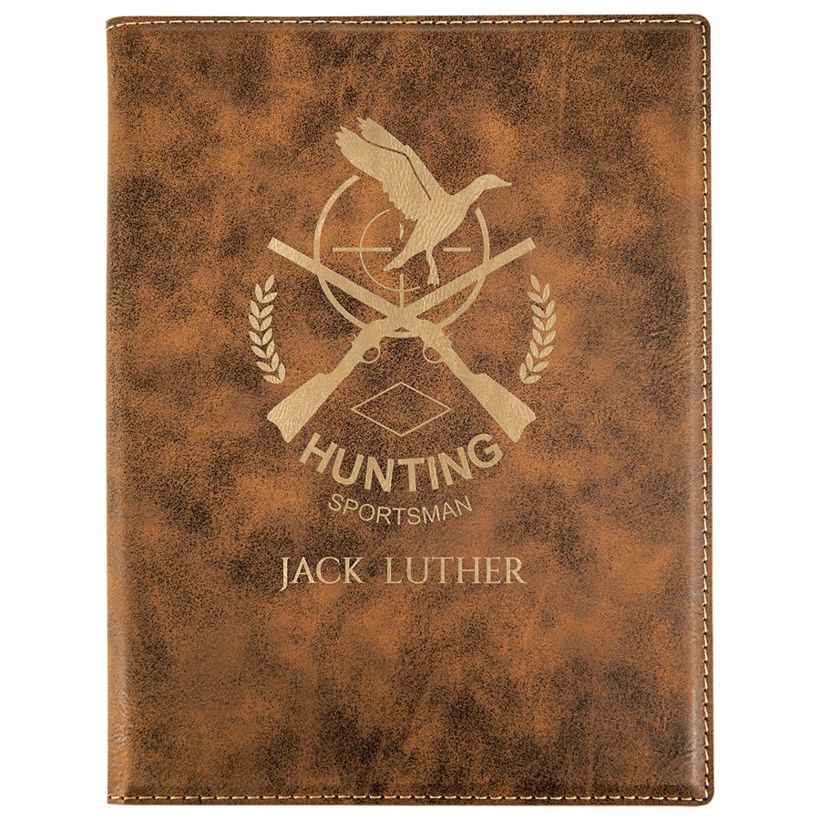 Portfolio Leatherette w/Notepad 7" x 9" Rustic w/Gold Engraving at Artisan Branding Company