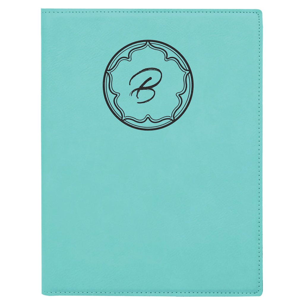 Portfolio Leatherette w/Notepad 7" x 9" Teal w/Black Engraving at Artisan Branding Company