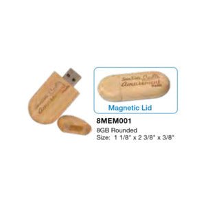 Rounded USB Flash Drive 8GB -Bamboo at Artisan Branding Company