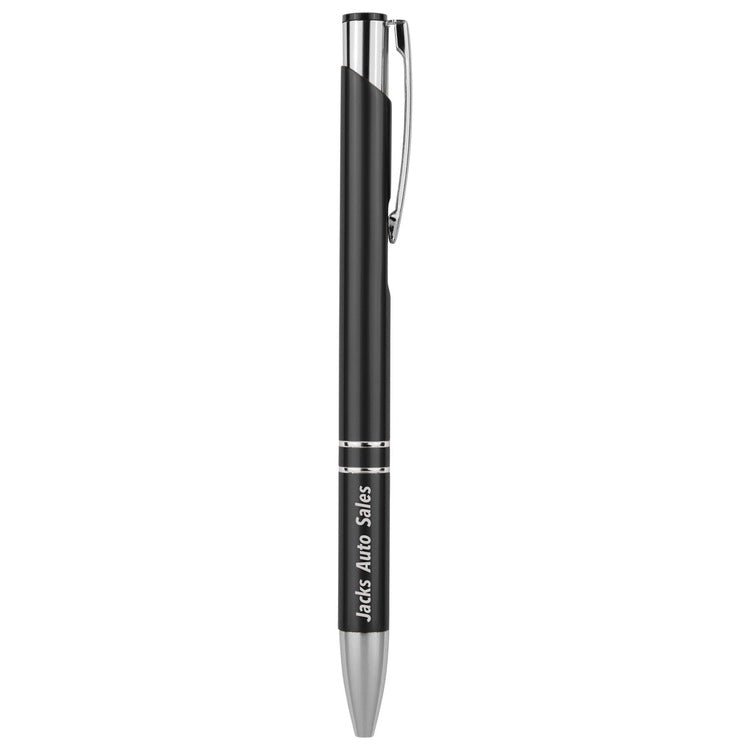 Silver Trim Pen Click Top -Aluminum Black at Artisan Branding Company
