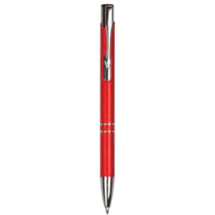 Silver Trim Pen Click Top -Aluminum Red at Artisan Branding Company