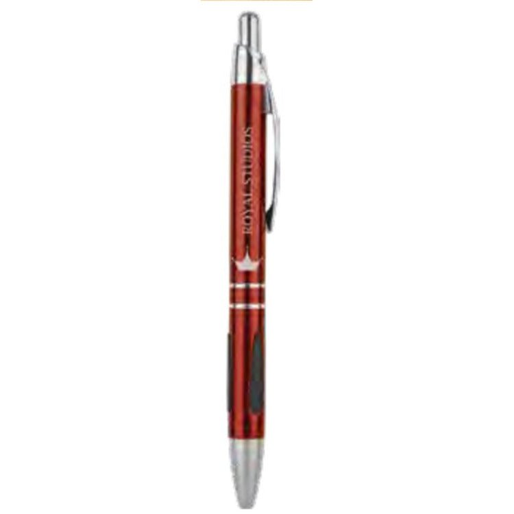 Silver Trim Pen Click Top with Gripper -Aluminum Burgundy at Artisan Branding Company