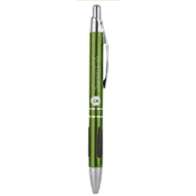 Silver Trim Pen Click Top with Gripper -Aluminum Green at Artisan Branding Company