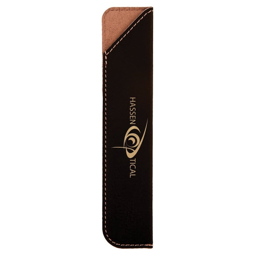 Single Pen Sleeve Leatherette Black w/Gold Engraving at Artisan Branding Company