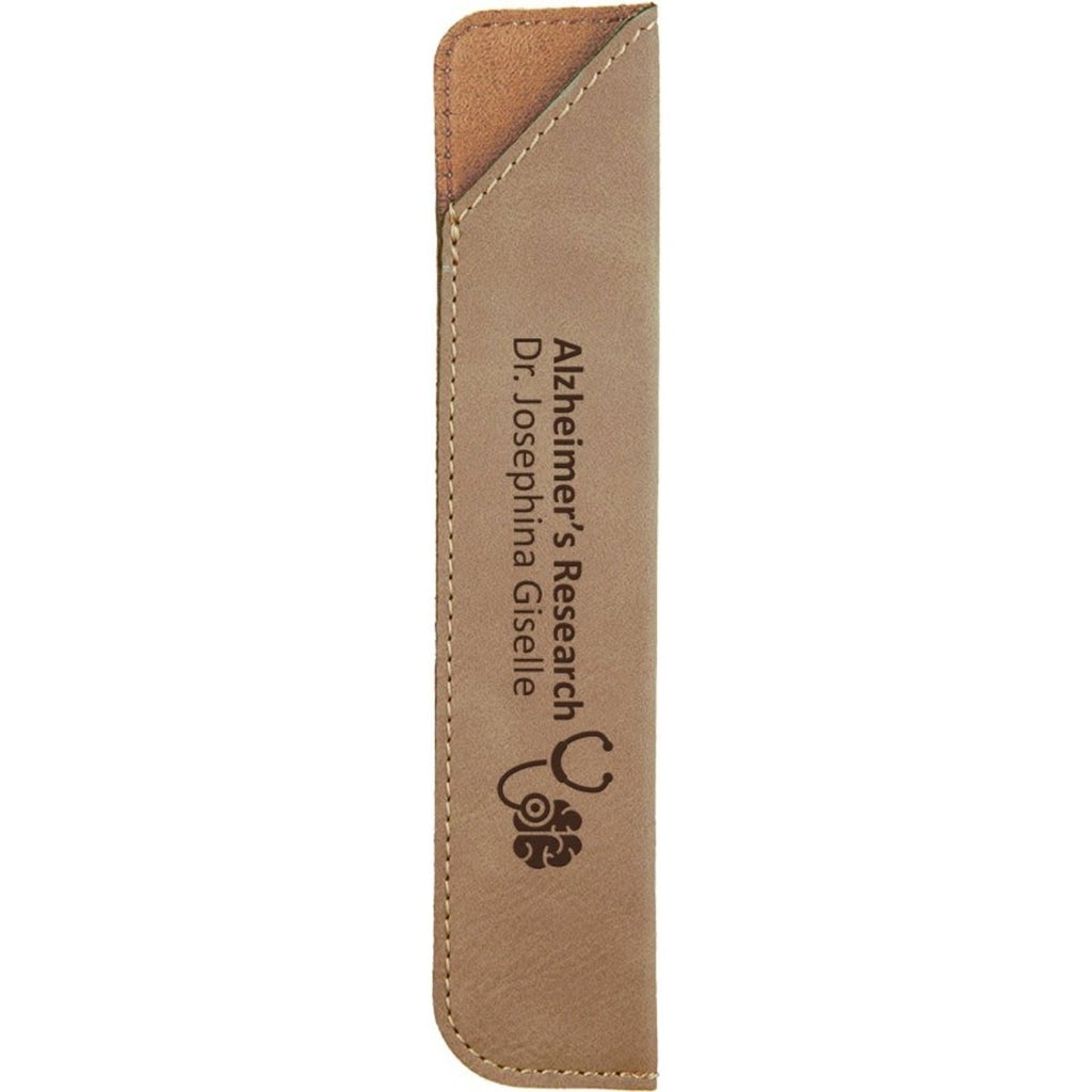 Single Pen Sleeve Leatherette Light Brown w/Black Engraving at Artisan Branding Company