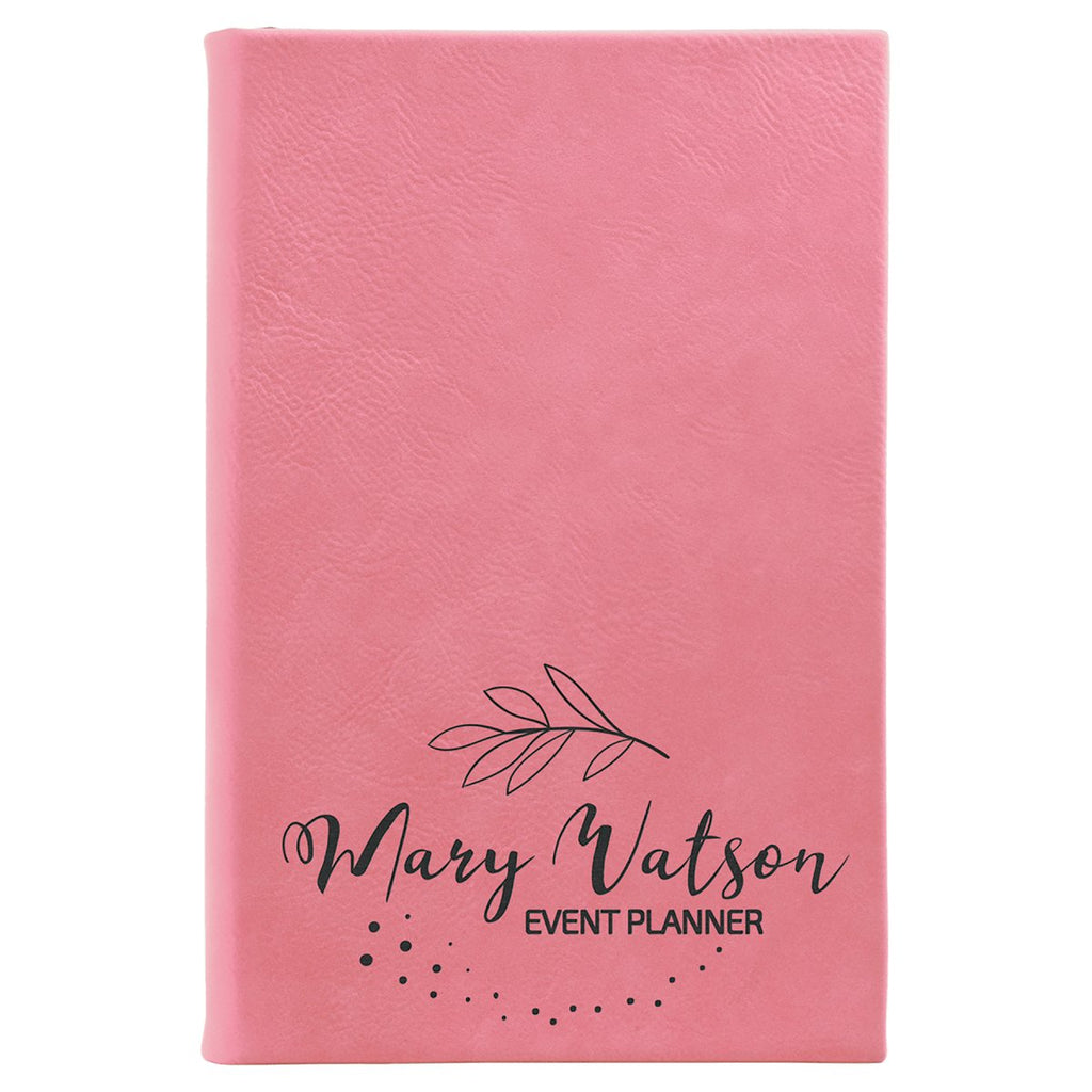 Sketch Book Unlined Leatherette 5 1/4" x 8 1/4" Pink w/Black Engraving at Artisan Branding Company