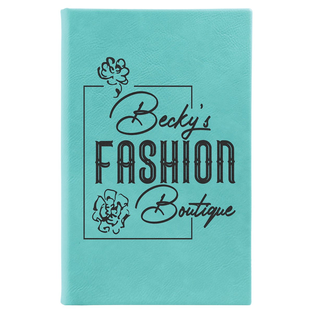 Sketch Book Unlined Leatherette 5 1/4" x 8 1/4" Teal w/Black Engraving at Artisan Branding Company