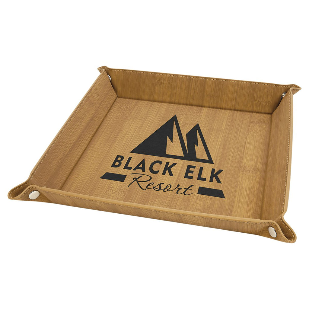 Snap Up Tray Leatherette 9"x9" Bamboo w/Black Engraving at Artisan Branding Company