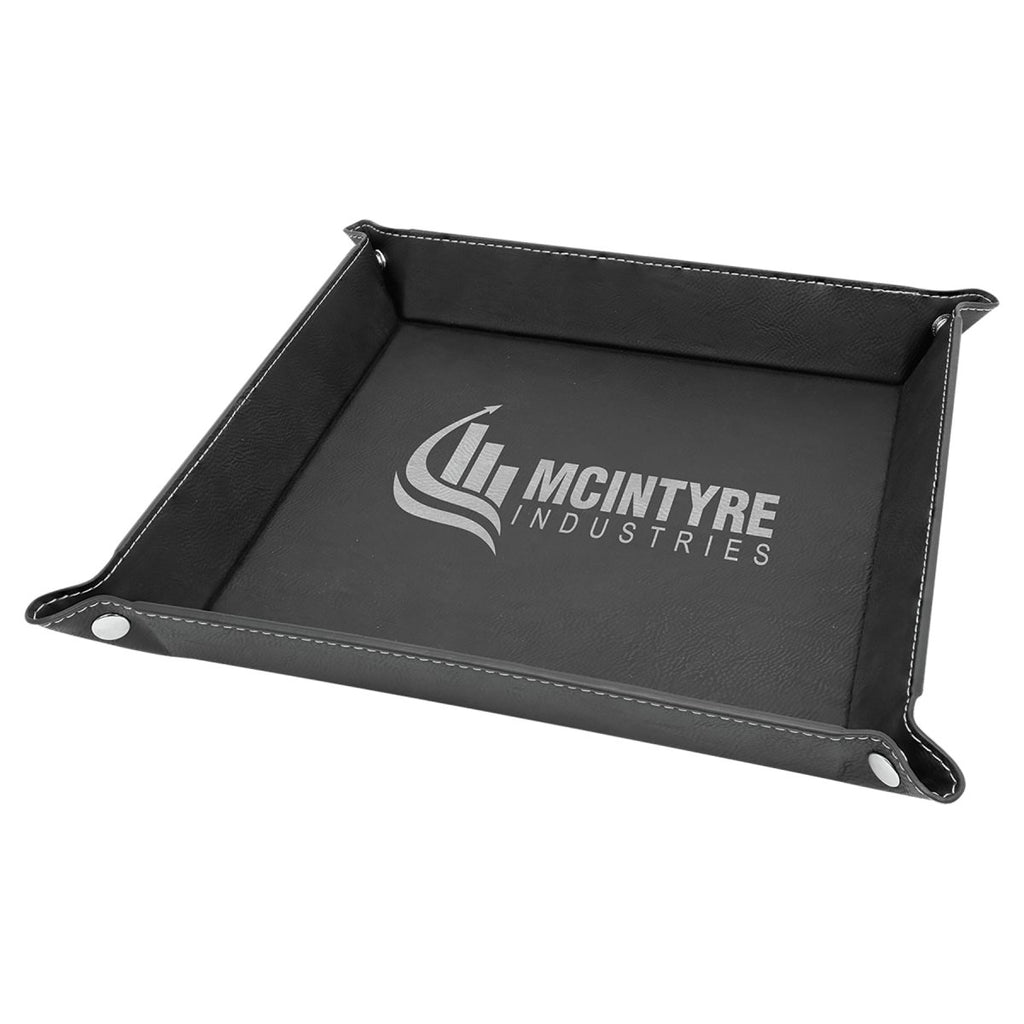 Snap Up Tray Leatherette 9"x9" Black w/Silver Engraving at Artisan Branding Company