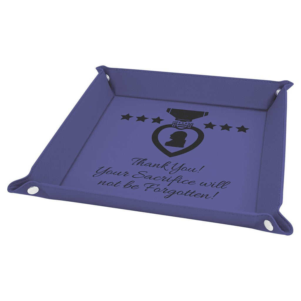 Snap Up Tray Leatherette 9"x9" Purple w/Black Engraving at Artisan Branding Company