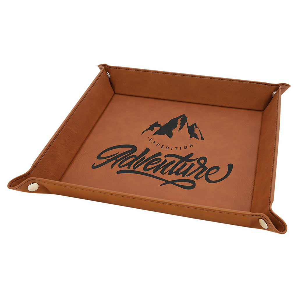 Snap Up Tray Leatherette 9"x9" Rawhide w/Black Engraving at Artisan Branding Company