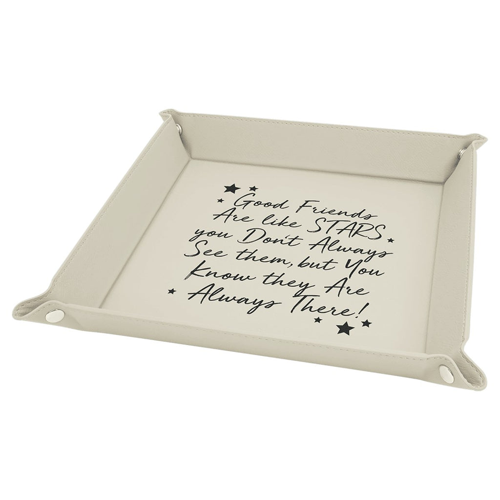 Snap Up Tray Leatherette 9"x9" White w/Black Engraving at Artisan Branding Company