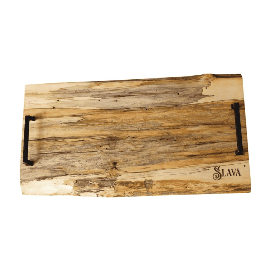 Spalted Maple Live Edge Serving Tray w/Handles 16" Length at Artisan Branding Company
