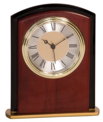 Square Arch Clock 6 1/2" -Mahogany Finish at Artisan Branding Company