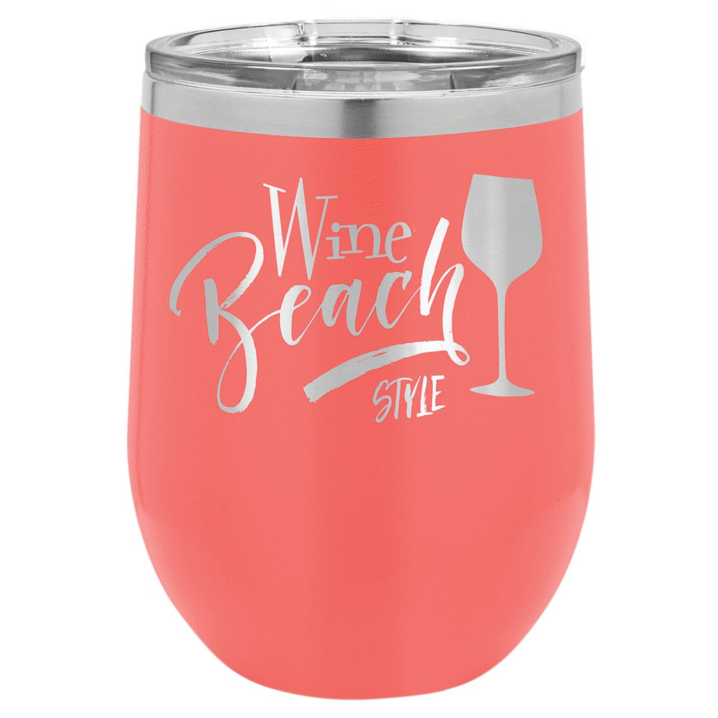 Stemless Tumbler w/Clear Lid 12oz -Polar Camel Coral at Artisan Branding Company