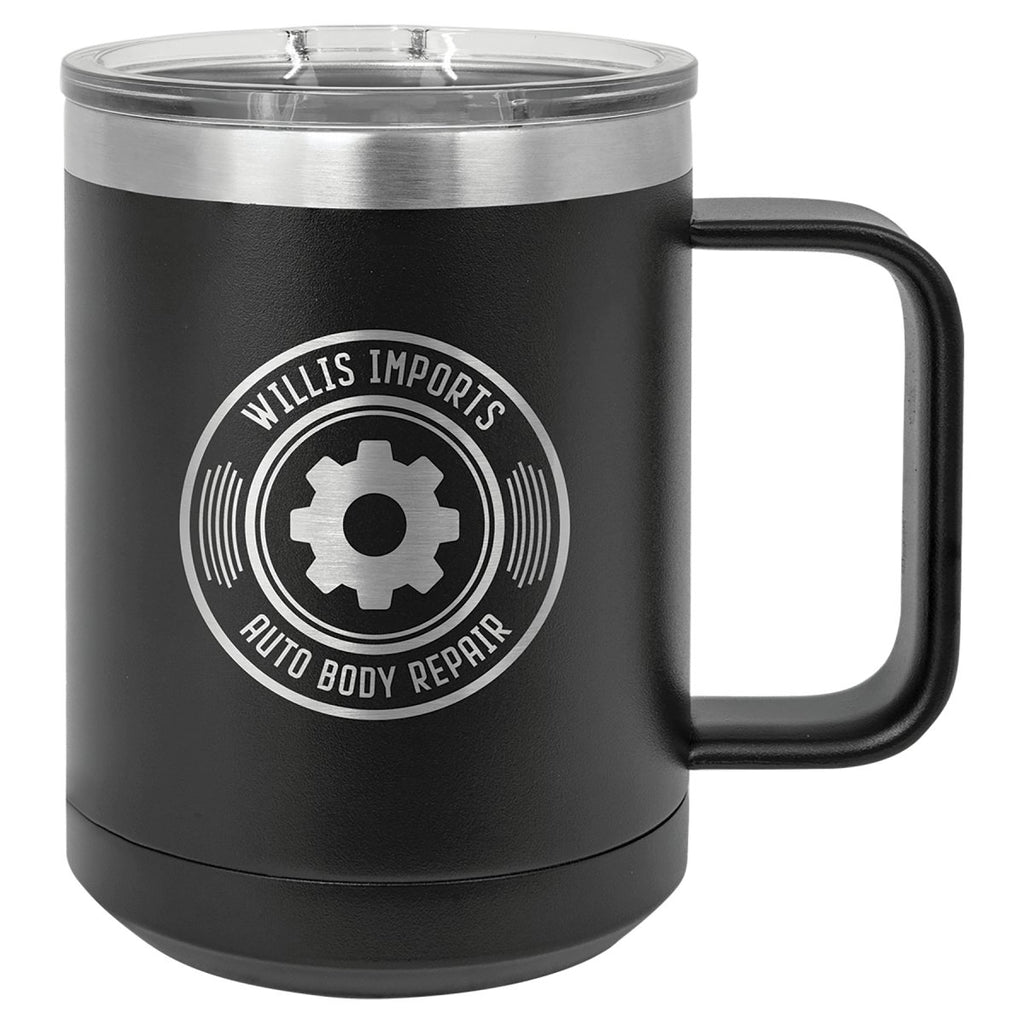 Travel Coffee Mug w/Handle & Slider Lid 15oz -Polar Camel Black at Artisan Branding Company