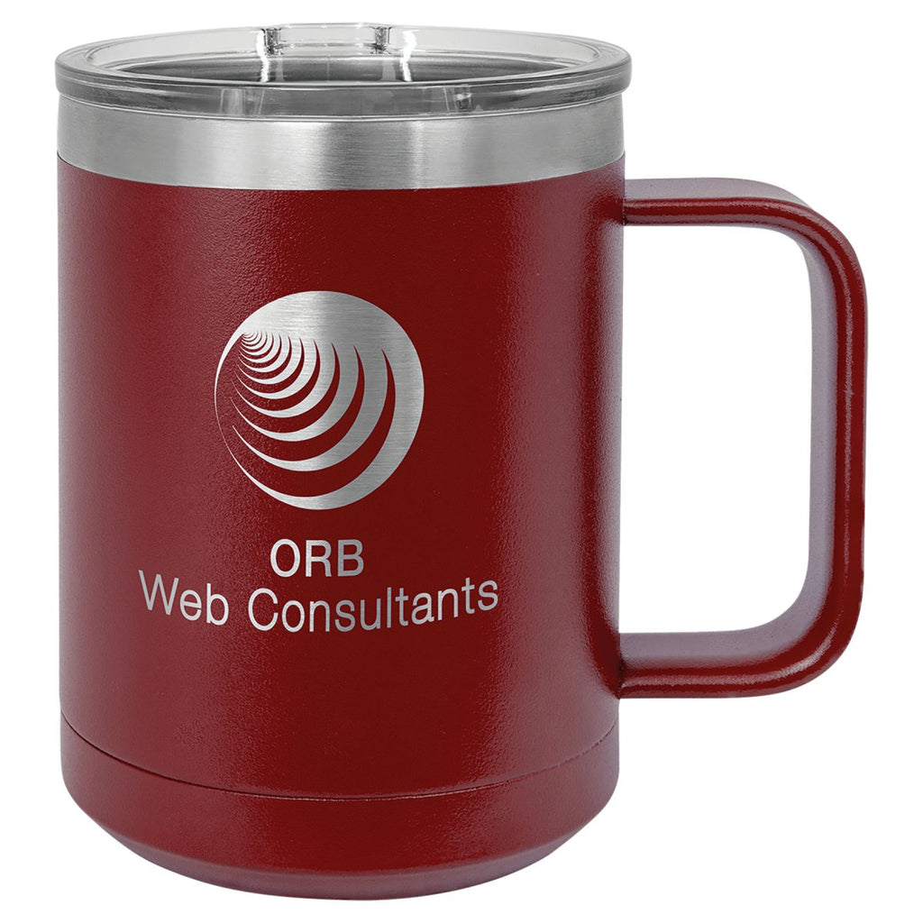 Travel Coffee Mug w/Handle & Slider Lid 15oz -Polar Camel Maroon at Artisan Branding Company