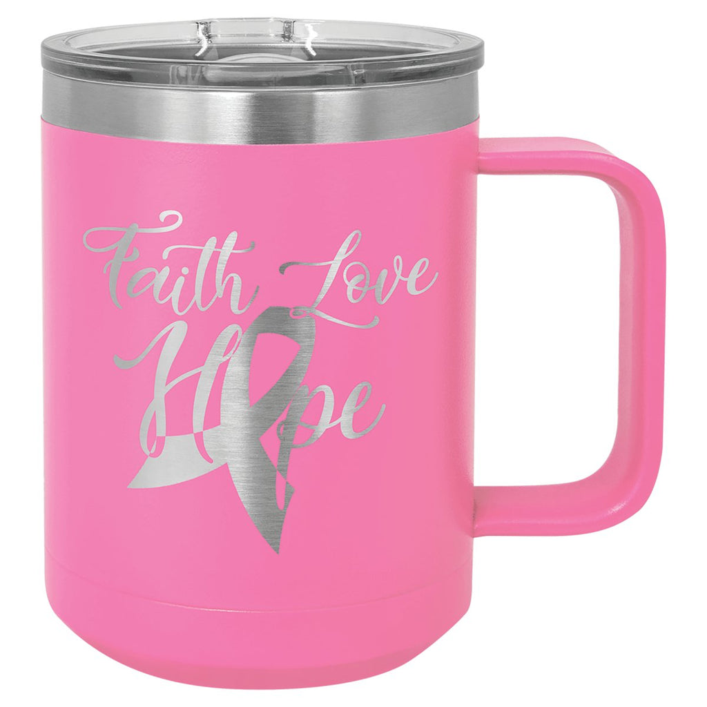 Travel Coffee Mug w/Handle & Slider Lid 15oz -Polar Camel Pink at Artisan Branding Company