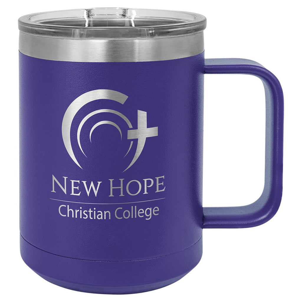 Travel Coffee Mug w/Handle & Slider Lid 15oz -Polar Camel Purple at Artisan Branding Company