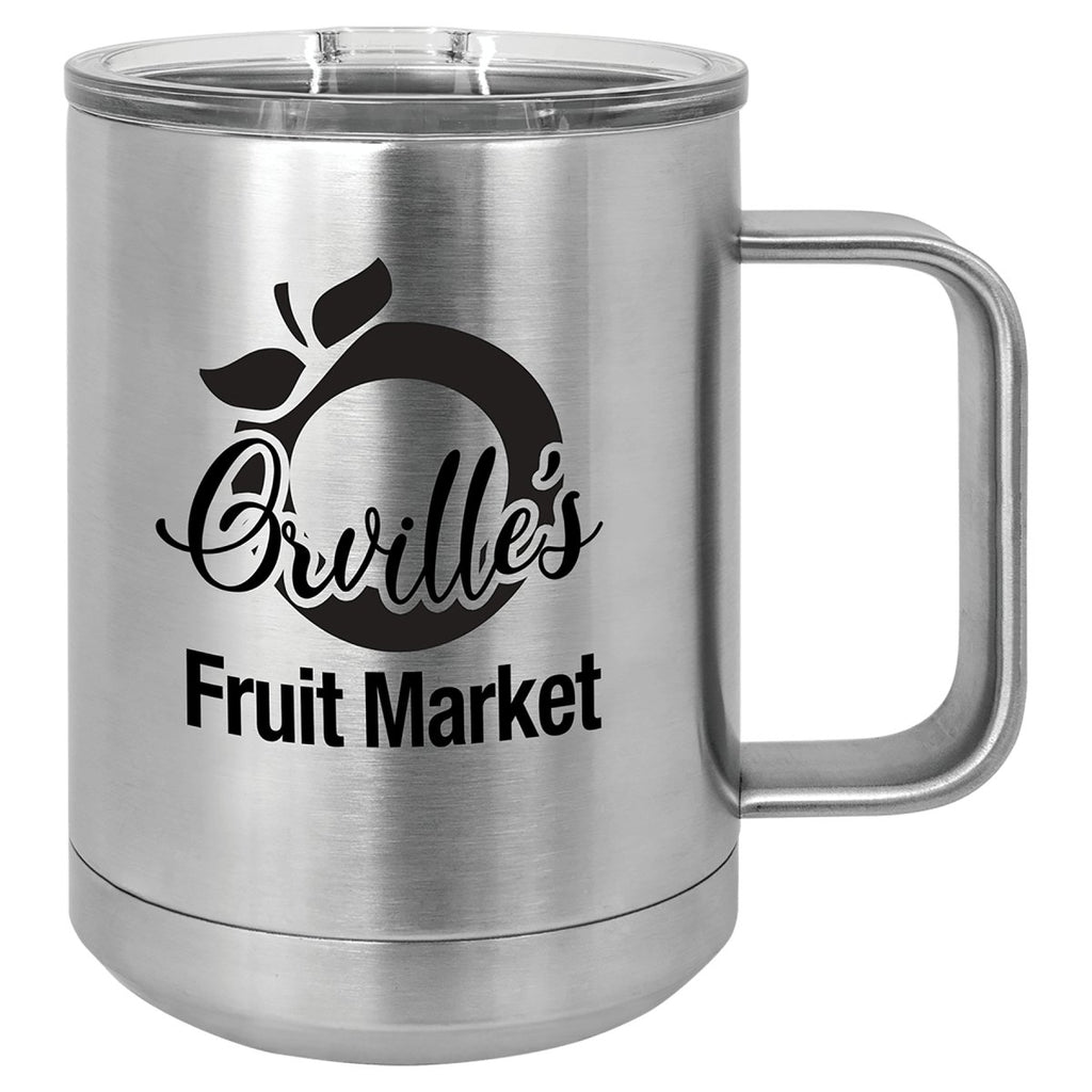 Travel Coffee Mug w/Handle & Slider Lid 15oz -Polar Camel Stainless Steel at Artisan Branding Company