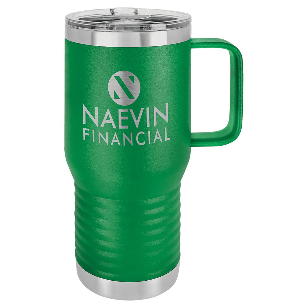 Travel Mug w/Handle & Slider Lid 20oz -Polar Camel Green at Artisan Branding Company