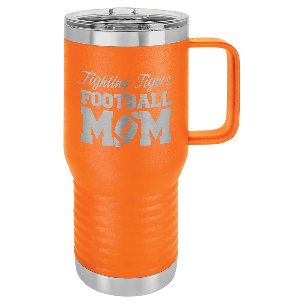 Travel Mug w/Handle & Slider Lid 20oz -Polar Camel Orange at Artisan Branding Company