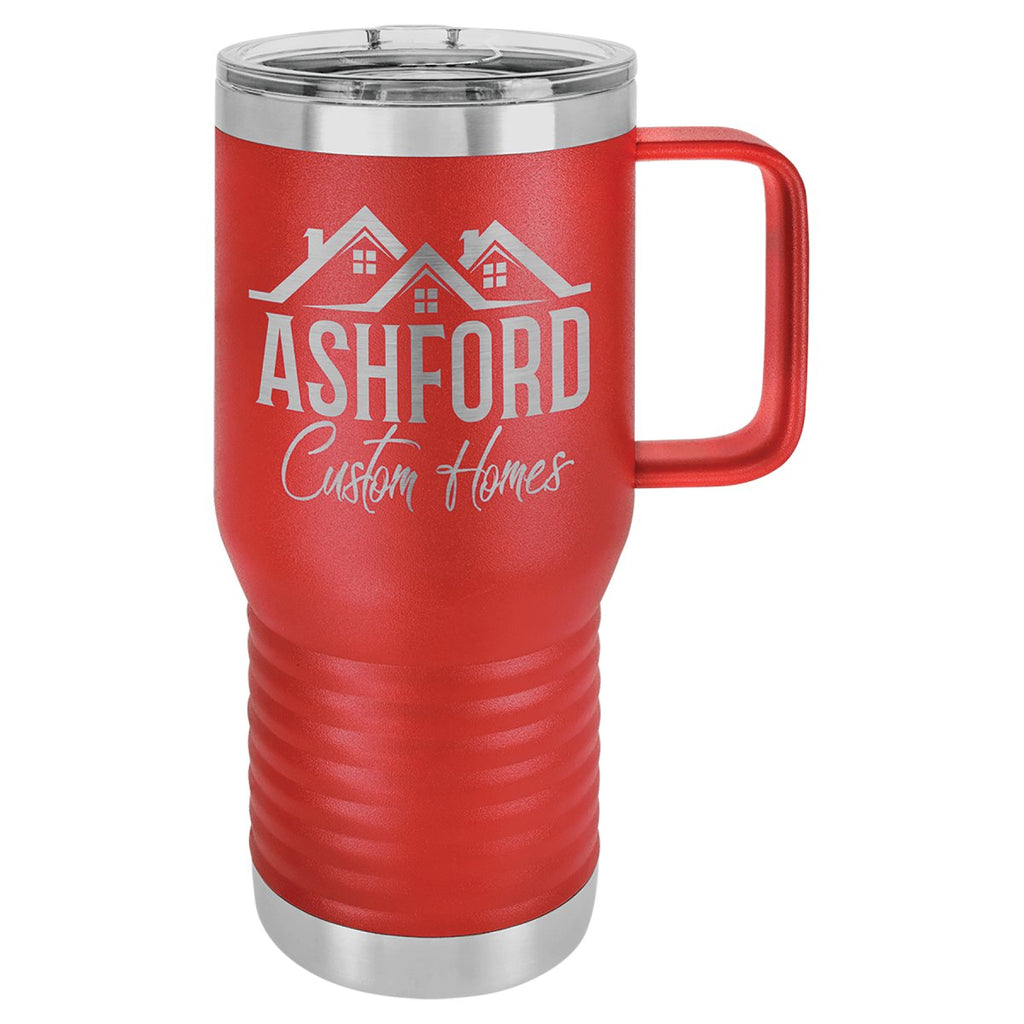 Travel Mug w/Handle & Slider Lid 20oz -Polar Camel Red at Artisan Branding Company