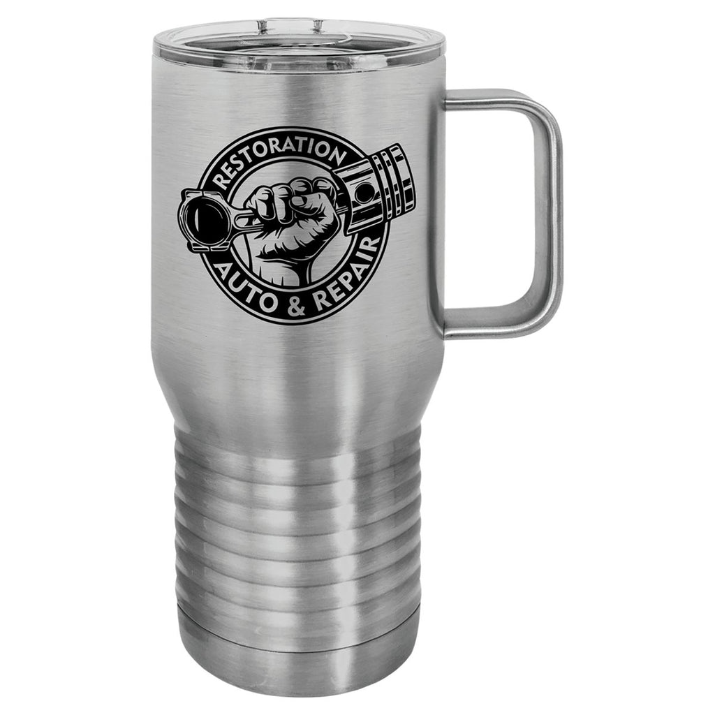 Travel Mug w/Handle & Slider Lid 20oz -Polar Camel Stainless Steel at Artisan Branding Company