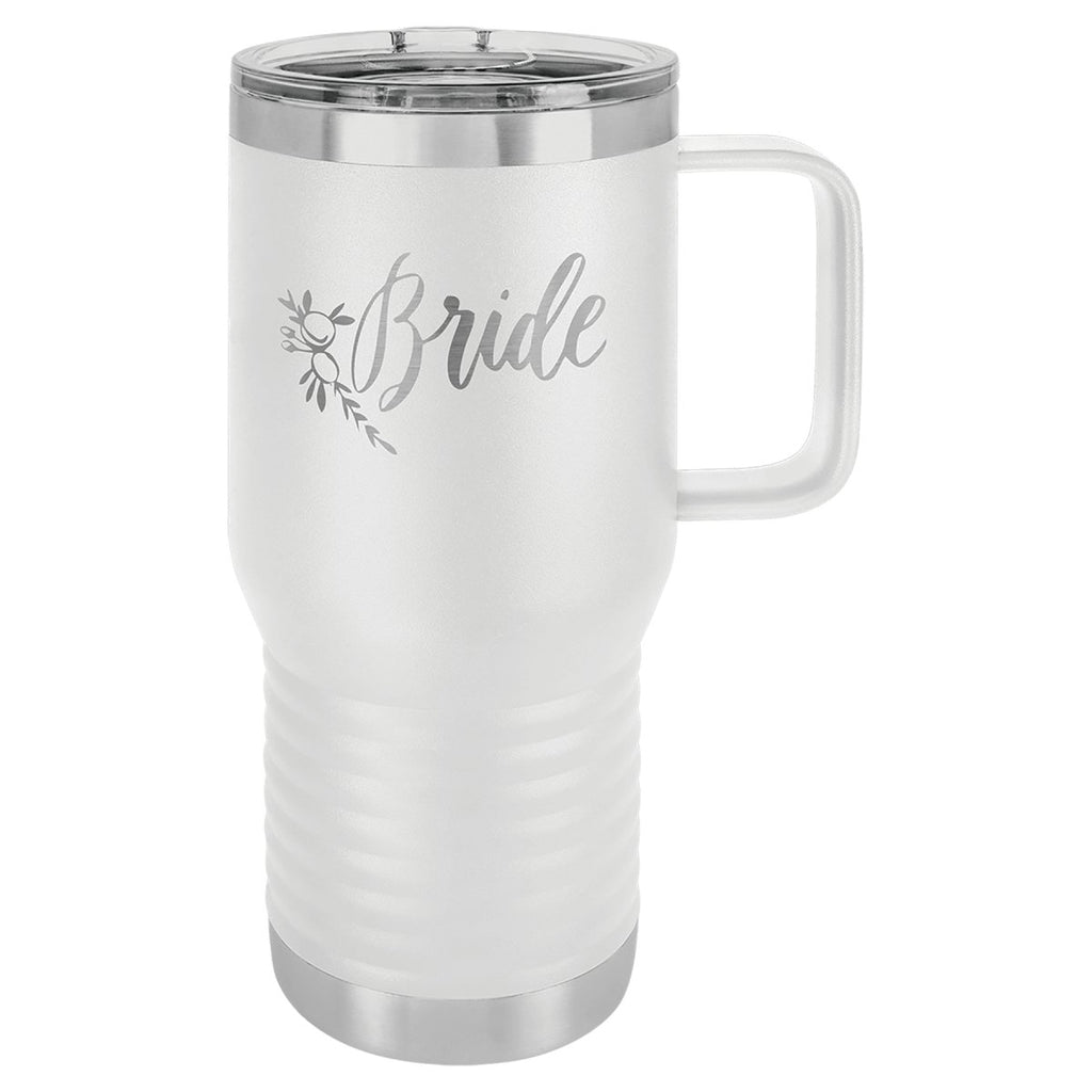 Travel Mug w/Handle & Slider Lid 20oz -Polar Camel White at Artisan Branding Company