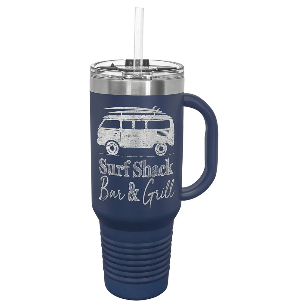 Travel Mug w/Handle, Straw & Lid 40oz -Polar Camel Navy Blue at Artisan Branding Company