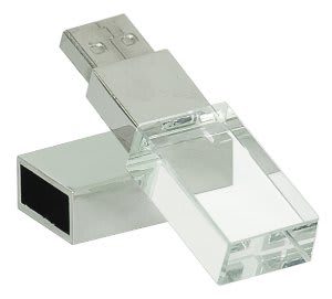 White LED USB Flash Drive 8GB -Glass at Artisan Branding Company