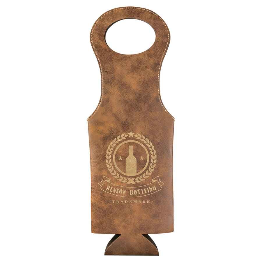 Wine Bag Leatherette Rustic w/Gold Engraving at Artisan Branding Company